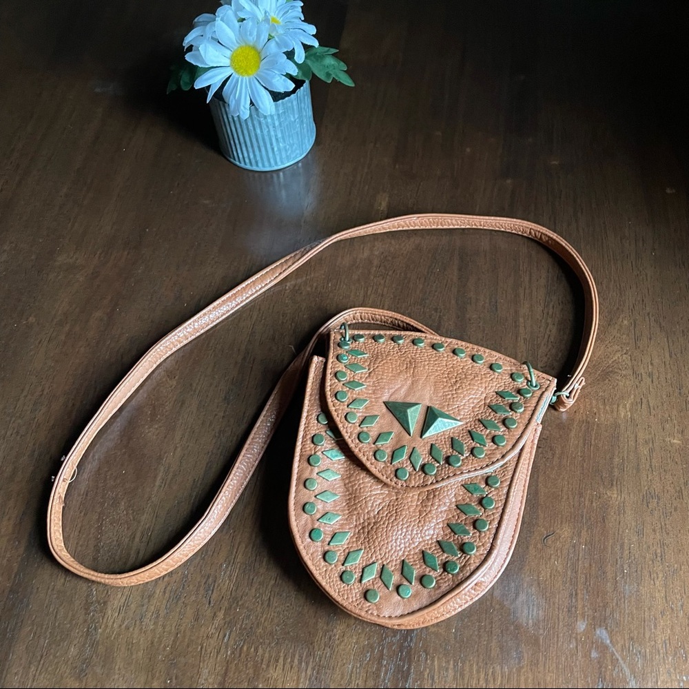 Free People Small Brown Studded Crossbody Bag